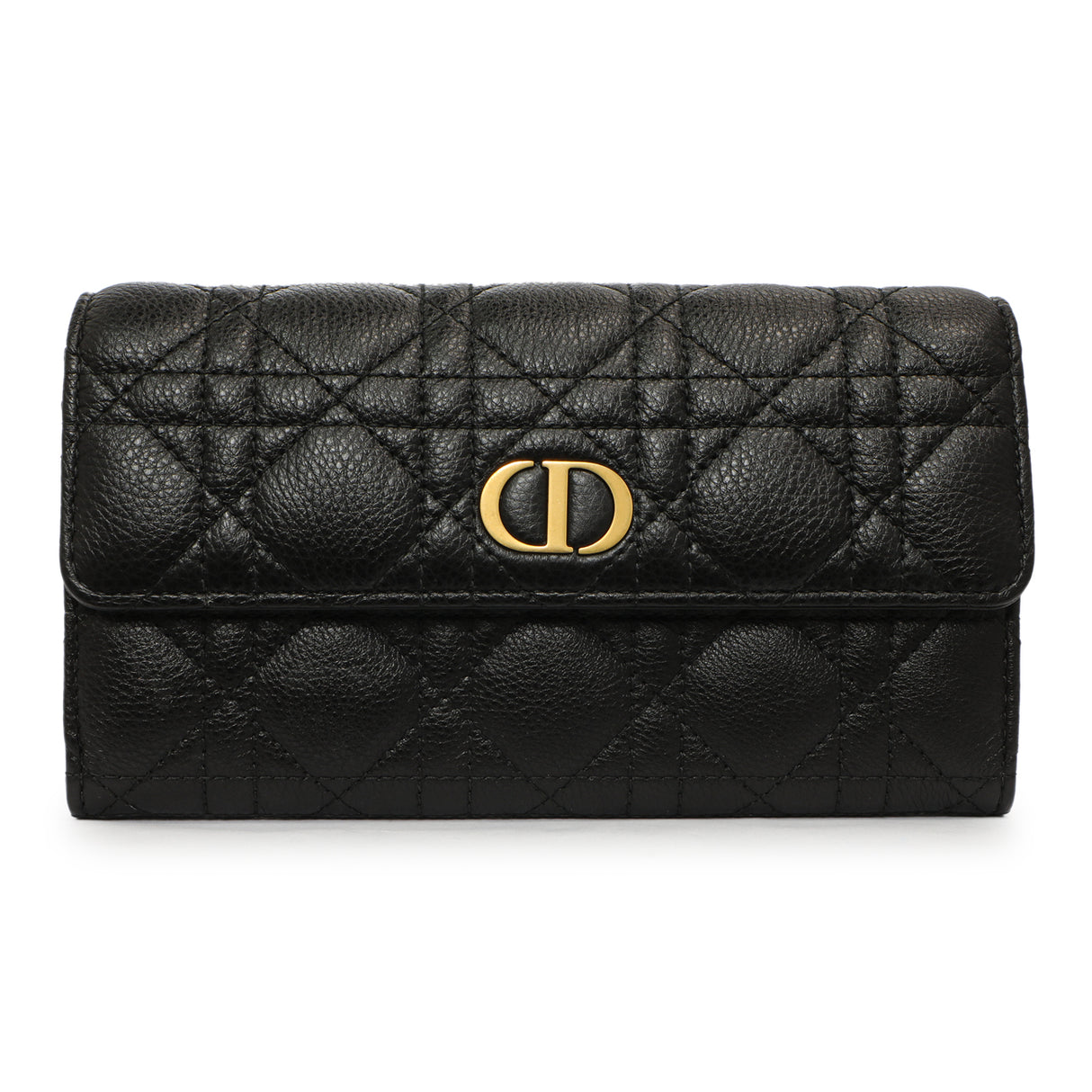 Christian Dior Black Supple Calfskin Cannage Caro Wallet Accessories Christian Dior