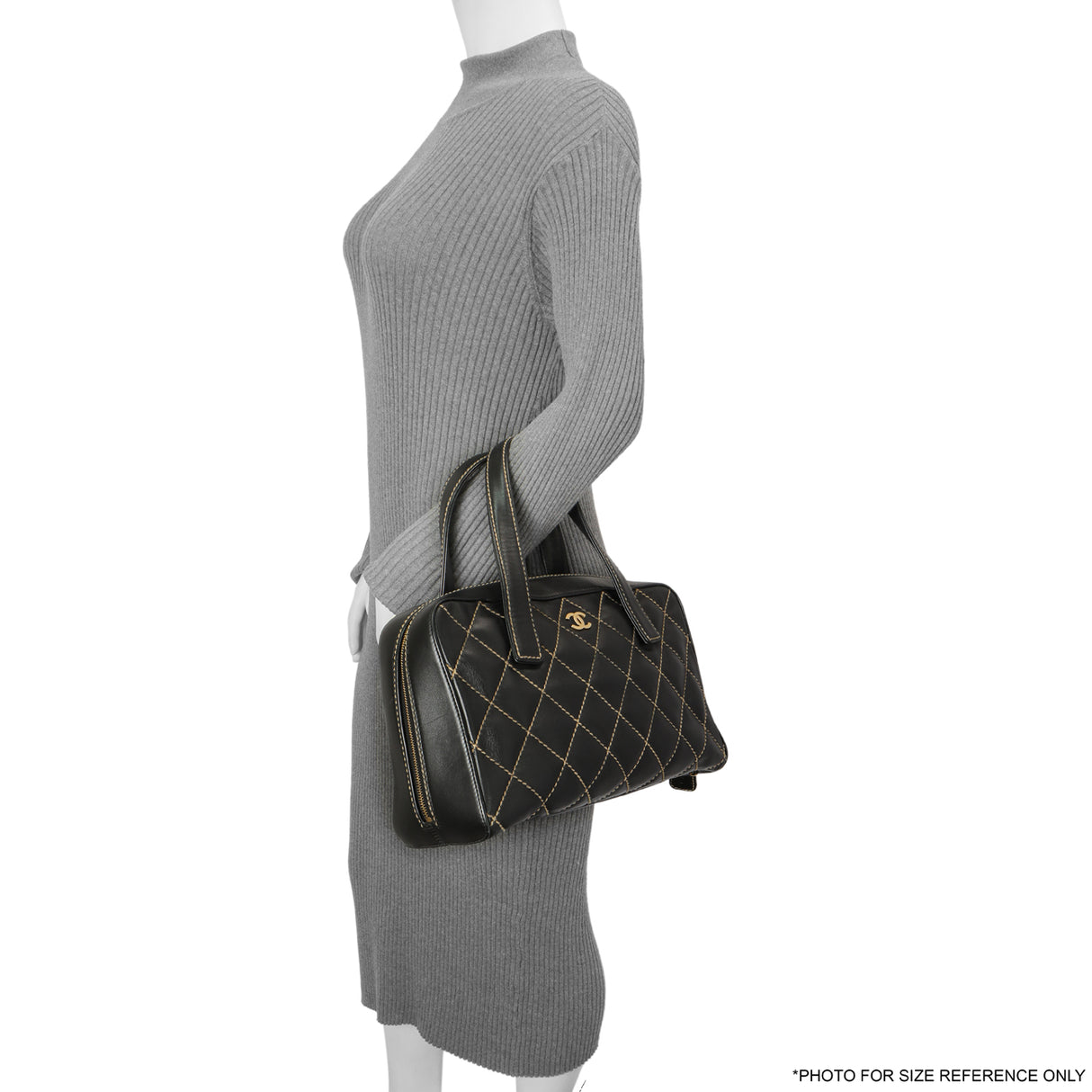 Chanel Black Calfskin Wild Stitch Top Handle Handbags Chanel