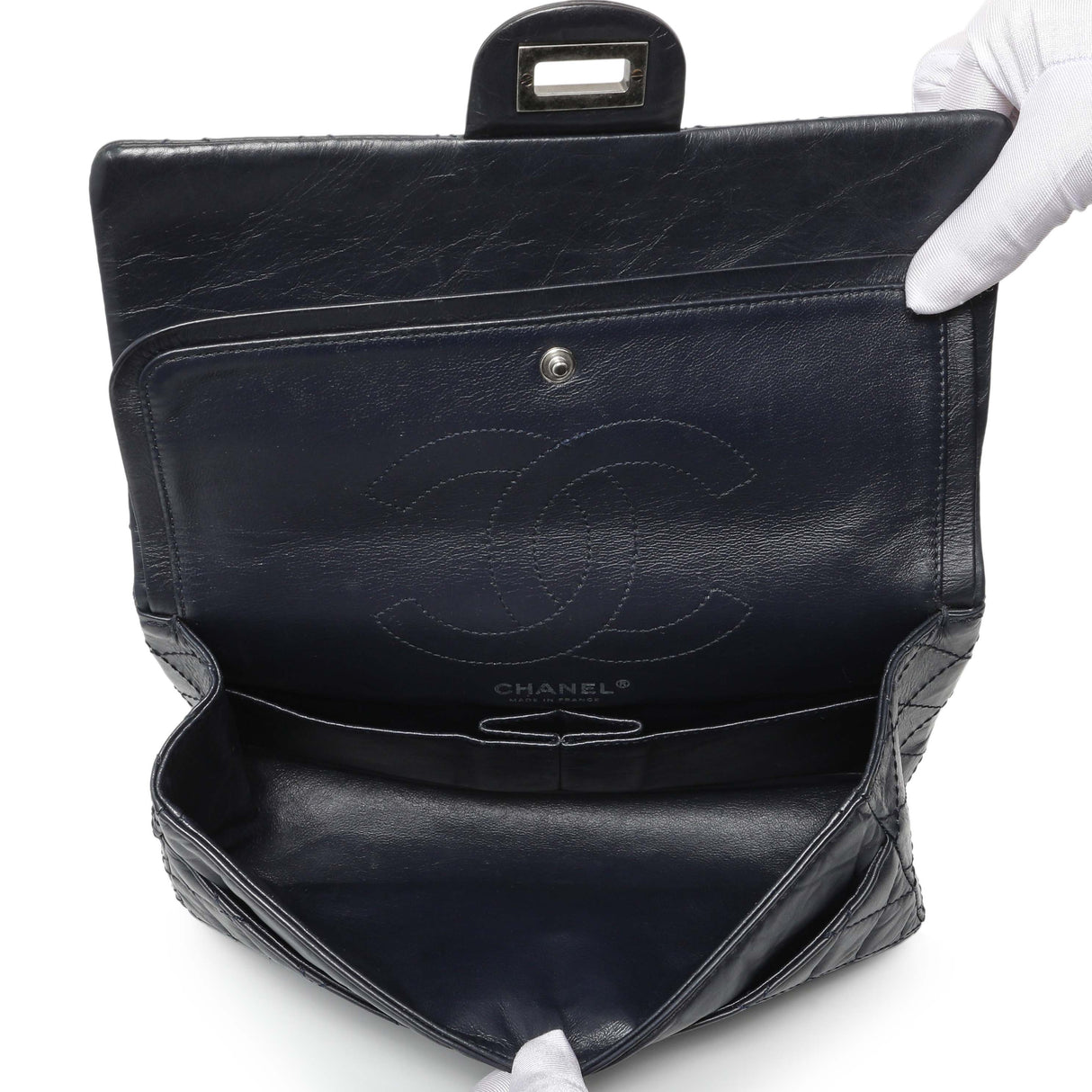 Chanel Navy Quilted Aged Calfskin 2.55 Reissue 225 Flap Handbags Chanel