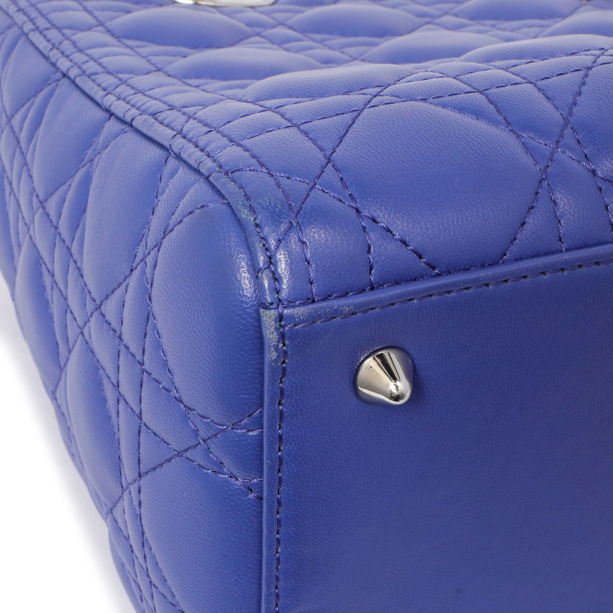 Christian Dior Blue Lambskin Cannage Medium Lady Dior Handbags Christian Dior