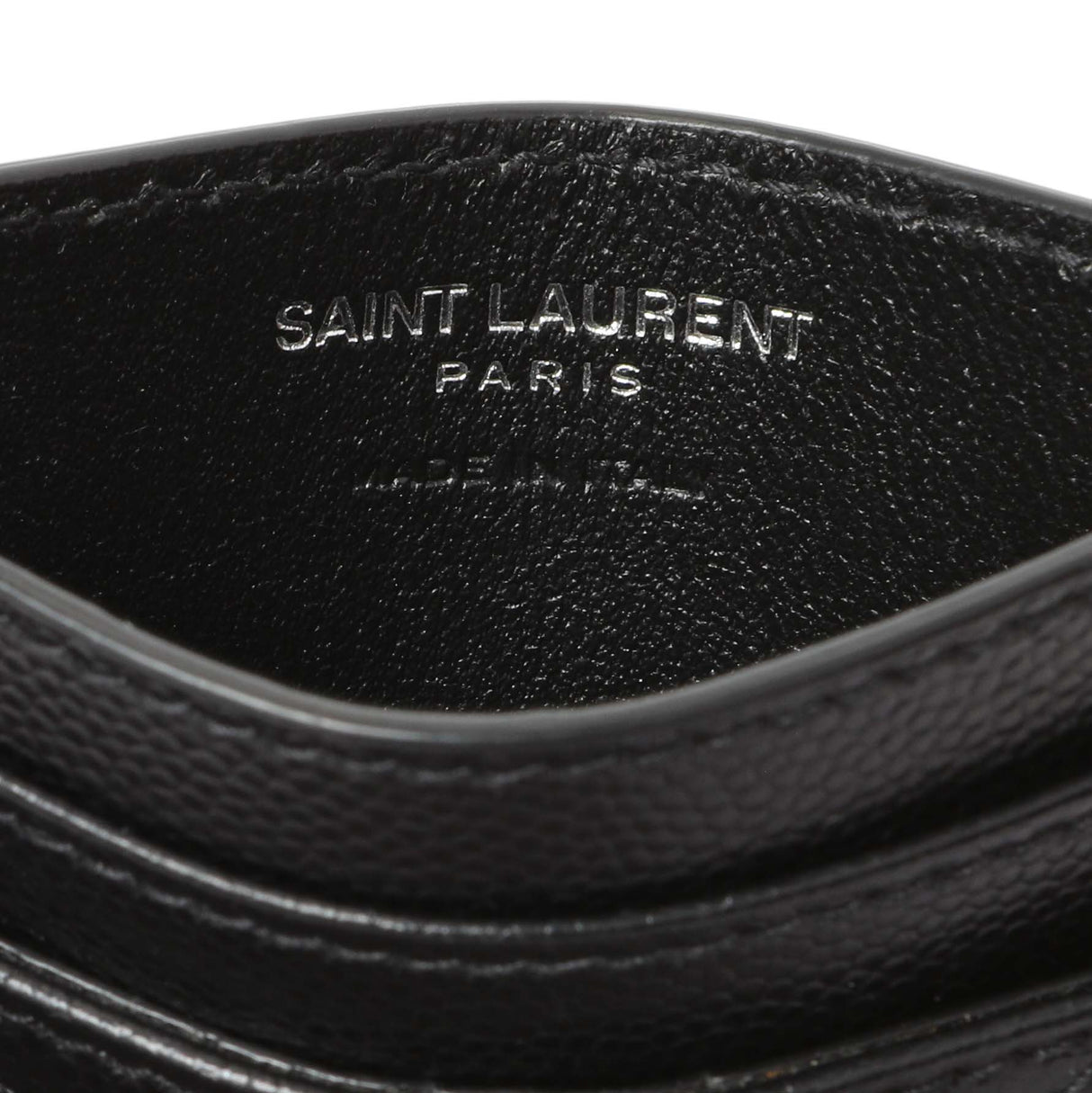Saint Laurent Black Grain De Poudre Matelasse Chevron Monogram Credit Card Case Accessories Saint Laurent