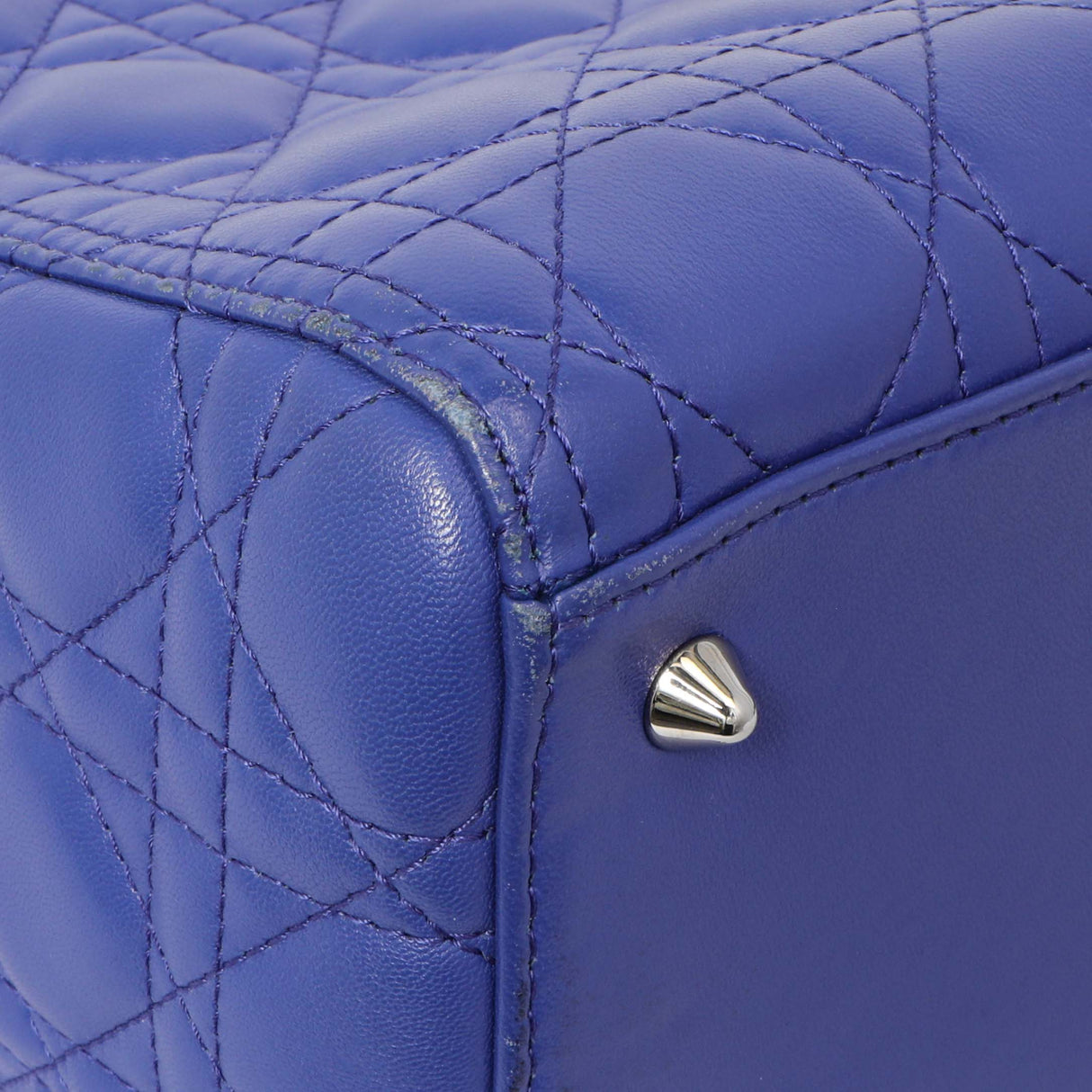 Christian Dior Blue Lambskin Cannage Medium Lady Dior Handbags Christian Dior