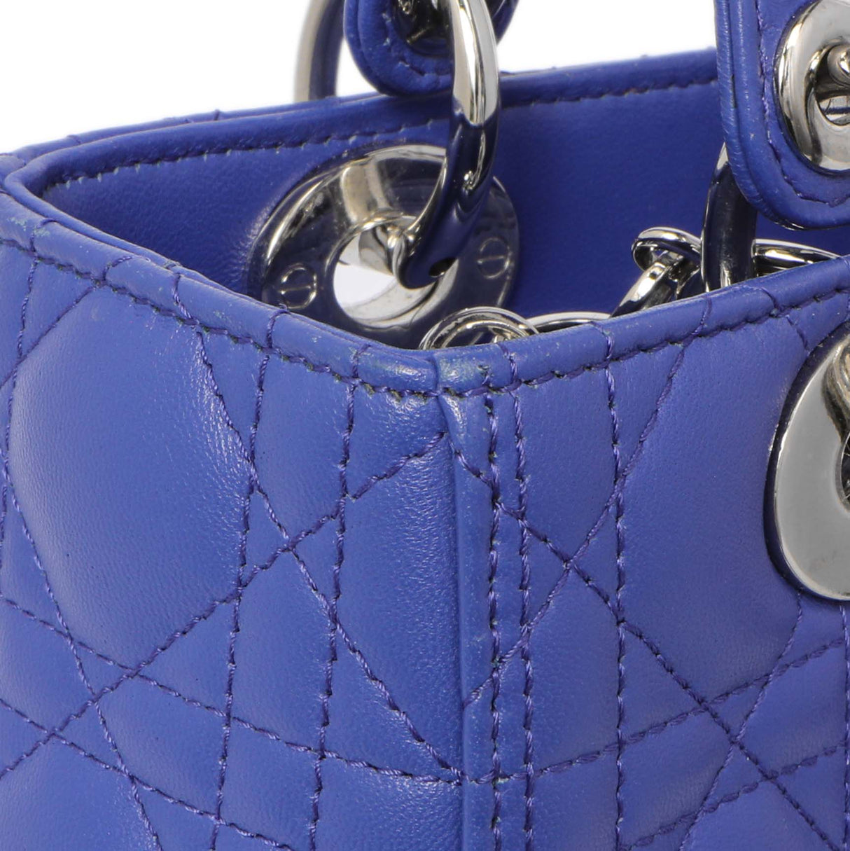 Christian Dior Blue Lambskin Cannage Medium Lady Dior Handbags Christian Dior