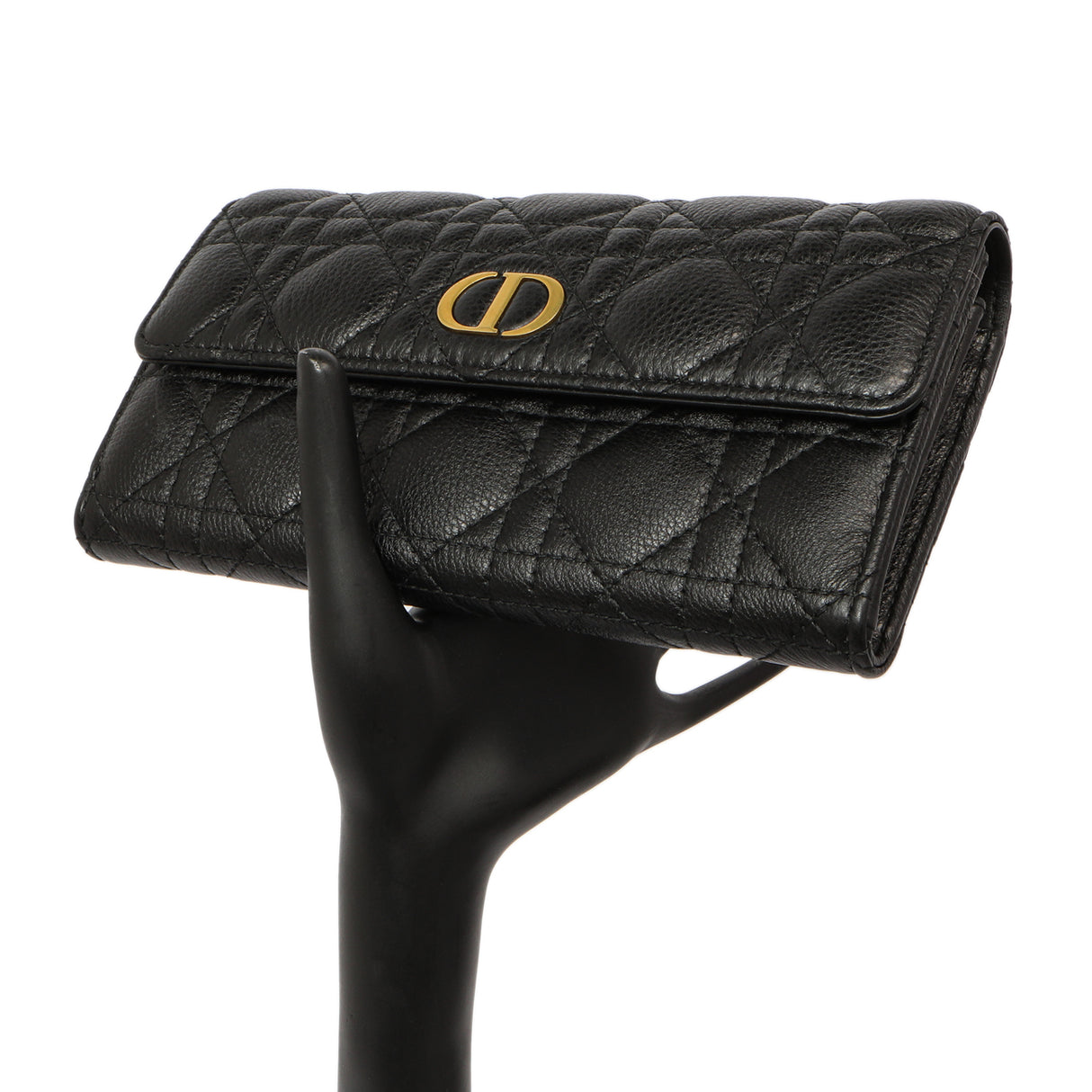 Christian Dior Black Supple Calfskin Cannage Caro Wallet Accessories Christian Dior