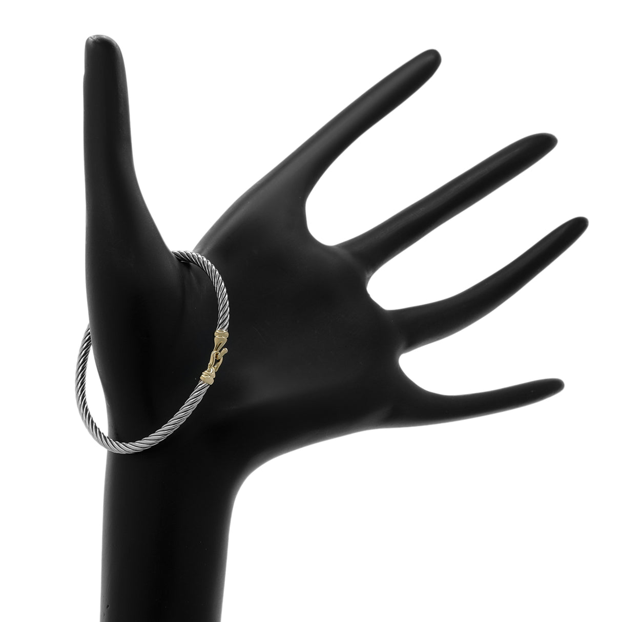 David Yurman Sterling Silver 18K Yellow Gold 3mm Buckle Cable Bracelet Designer Jewellery David Yurman