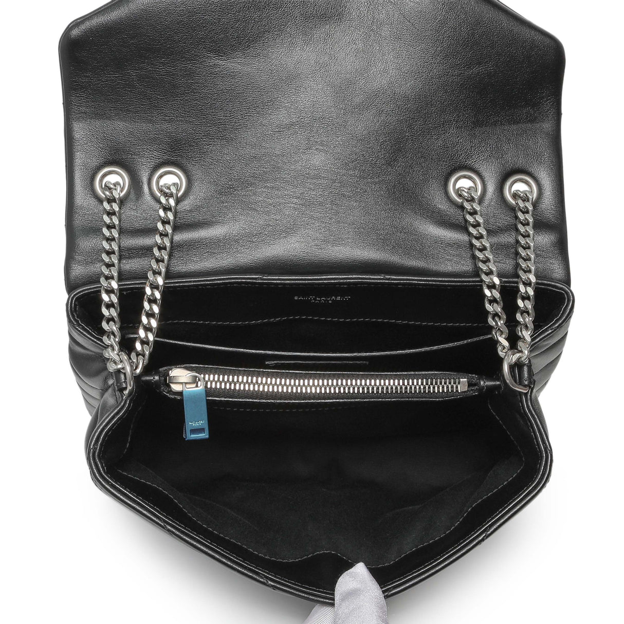 Saint Laurent Black Calfskin Y Quilted Monogram Small Loulou Chain Satchel Handbags Saint Laurent