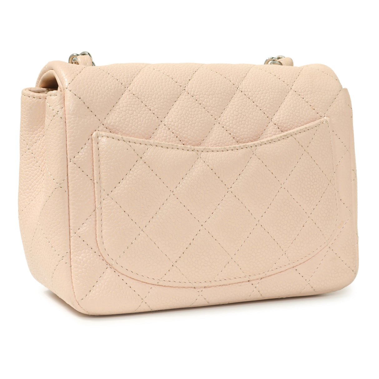 Chanel Light Pink Quilted Caviar Mini Square Flap Handbags Chanel