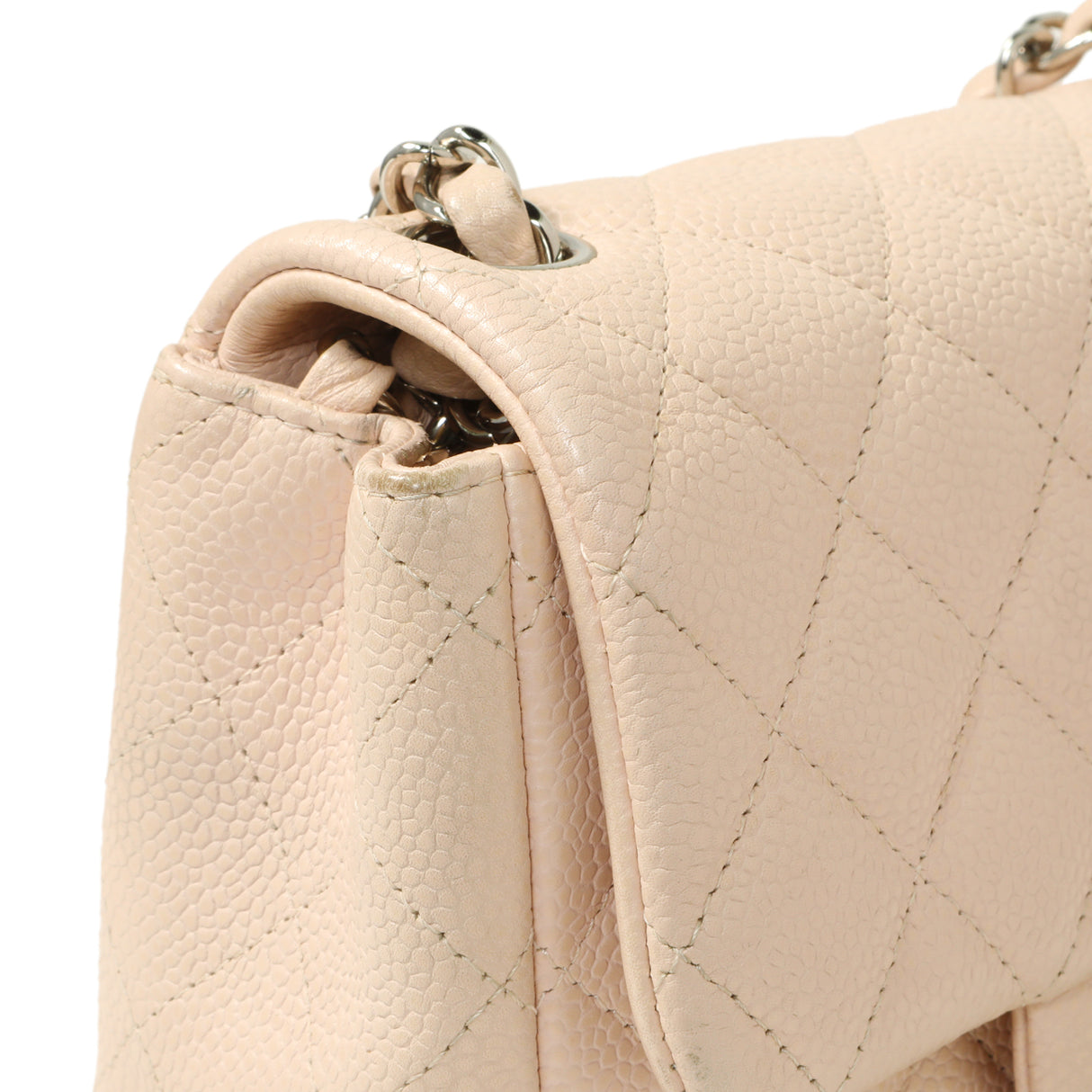Chanel Light Pink Quilted Caviar Mini Square Flap Handbags Chanel