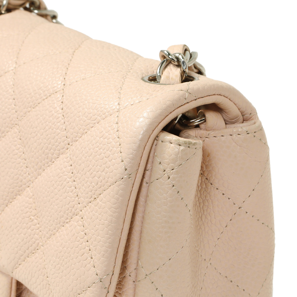 Chanel Light Pink Quilted Caviar Mini Square Flap Handbags Chanel