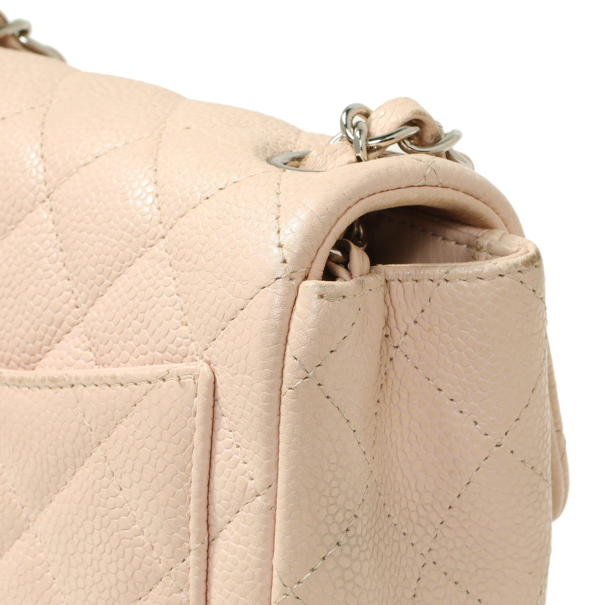 Chanel Light Pink Quilted Caviar Mini Square Flap Handbags Chanel