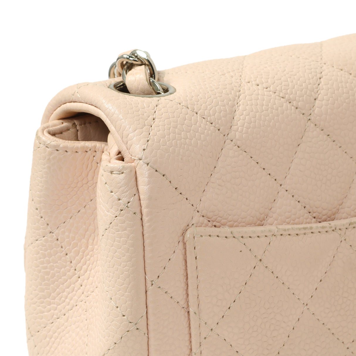 Chanel Light Pink Quilted Caviar Mini Square Flap Handbags Chanel