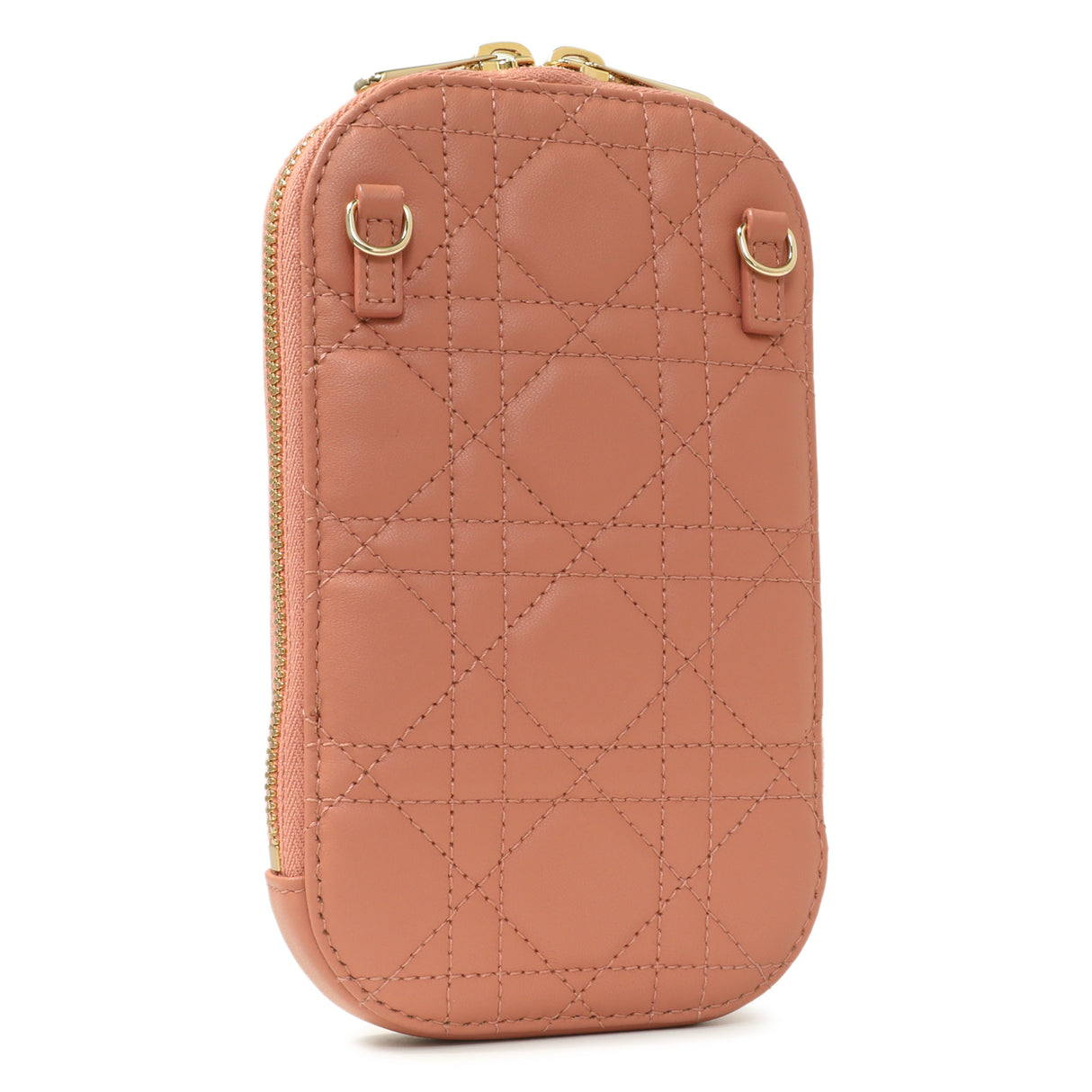 Christian Dior Deep Nude Lambskin Cannage Lady Dior Phone Holder Handbags Christian Dior