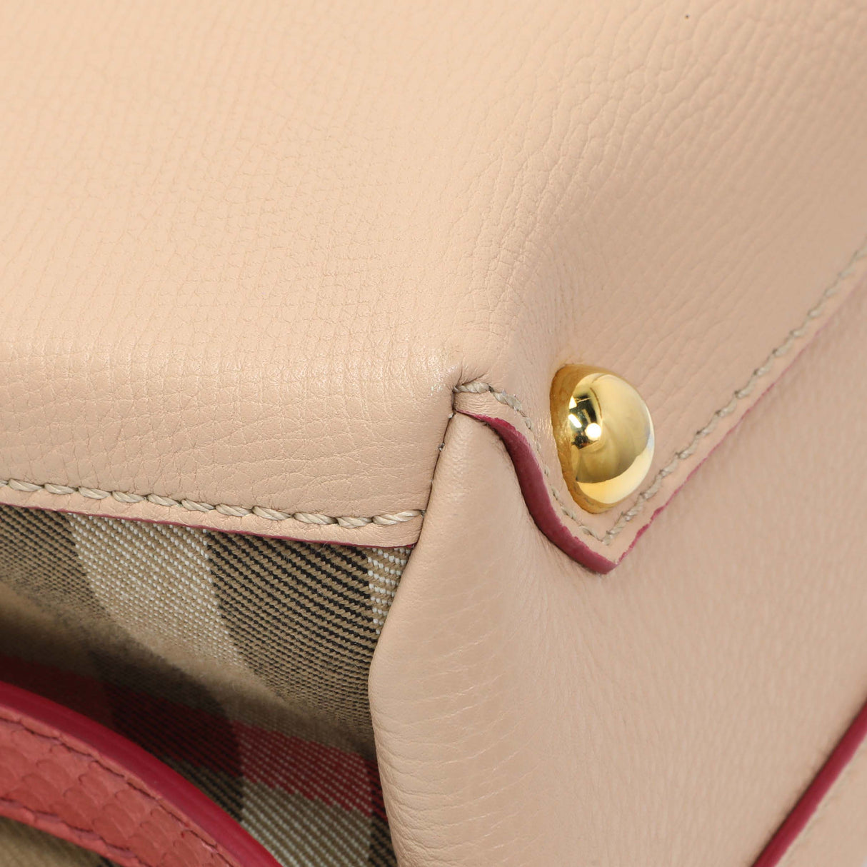 Burberry Beige Red Derby Calfskin Snakeskin House Check Small Camberley Handbags Burberry