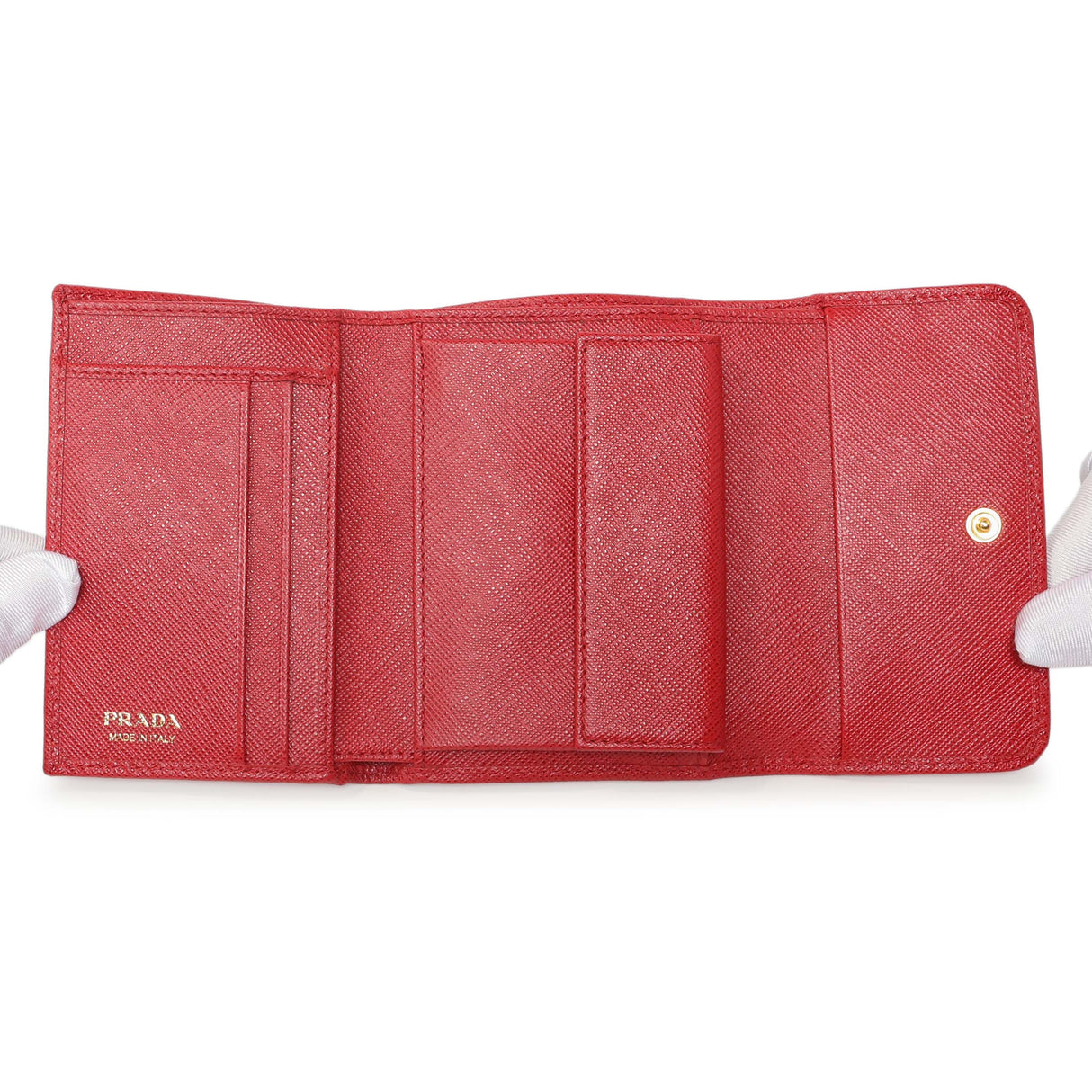 Prada Red Saffiano Compact Wallet Accessories Prada