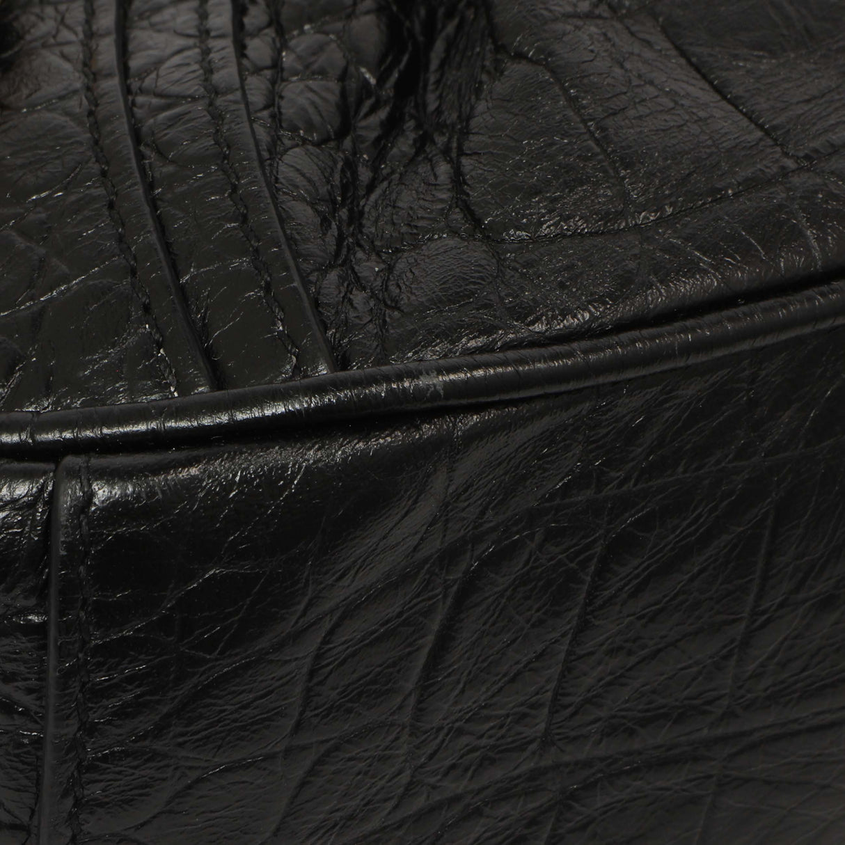 Balenciaga Black Crocodile Embossed Le Cagole Shoulder Bag XS Handbags Balenciaga