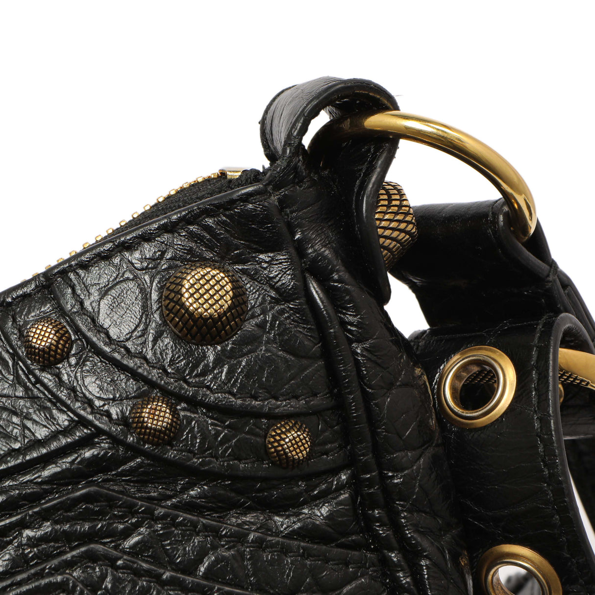 Balenciaga Black Crocodile Embossed Le Cagole Shoulder Bag XS Handbags Balenciaga