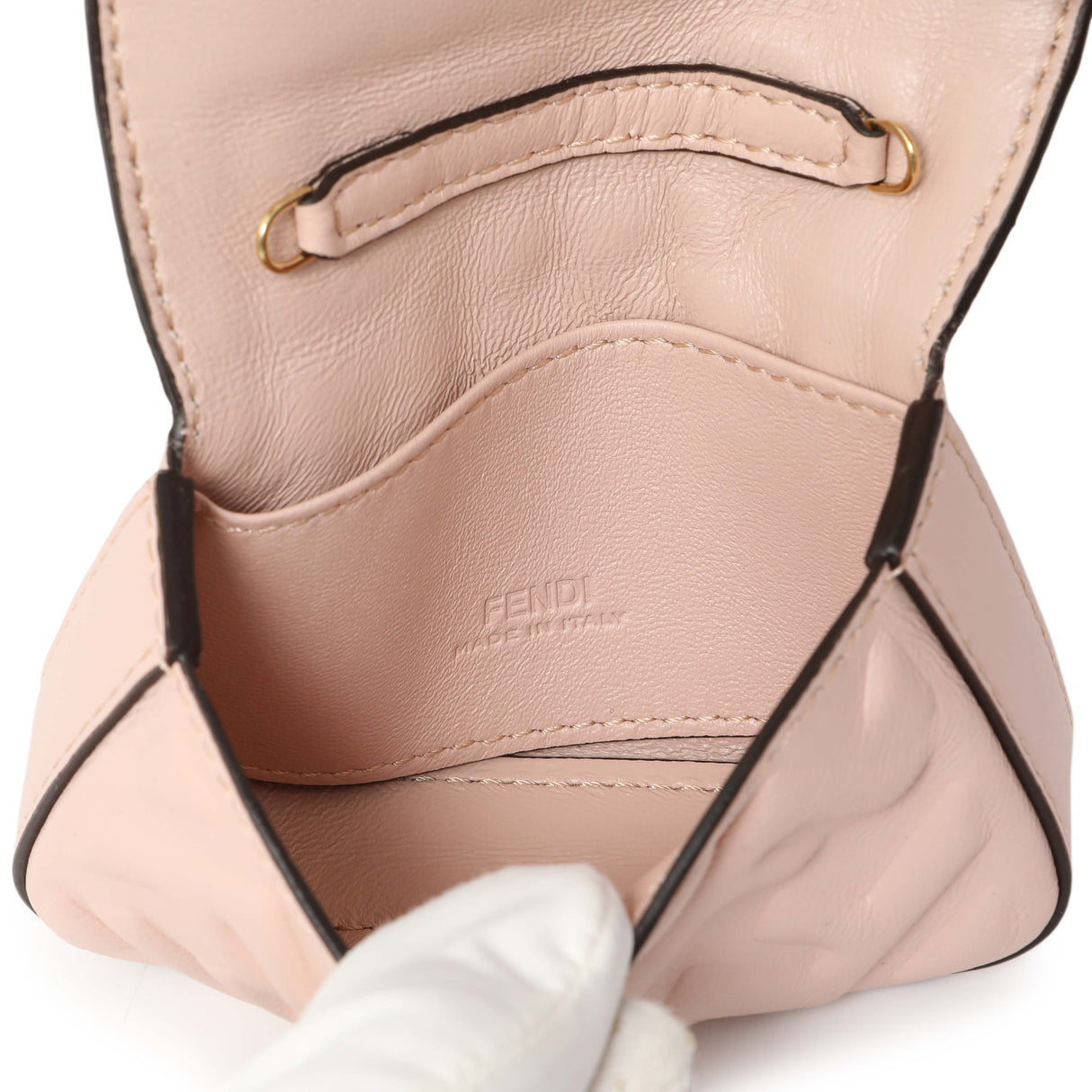 Fendi Pink Nappa Matisse FF Embossed Nano Baguette Charm Handbags Fendi