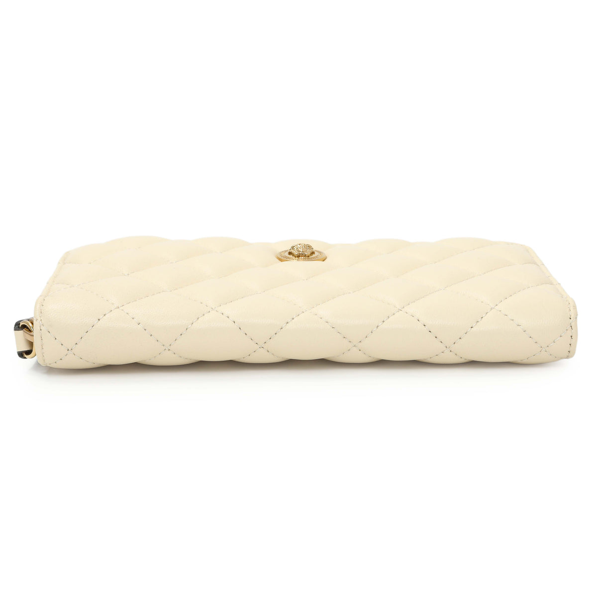 Versace White Nappa Quilted La Medusa Zip Around Wallet Accessories Versace