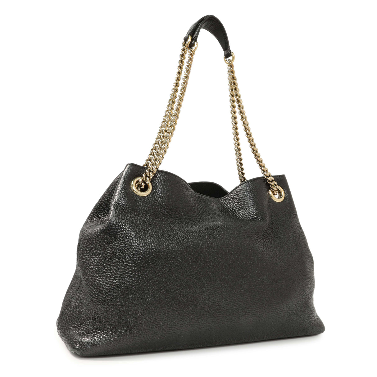 Gucci Black Pebbled Calfskin Medium Soho Chain Shoulder Bag Handbags Gucci