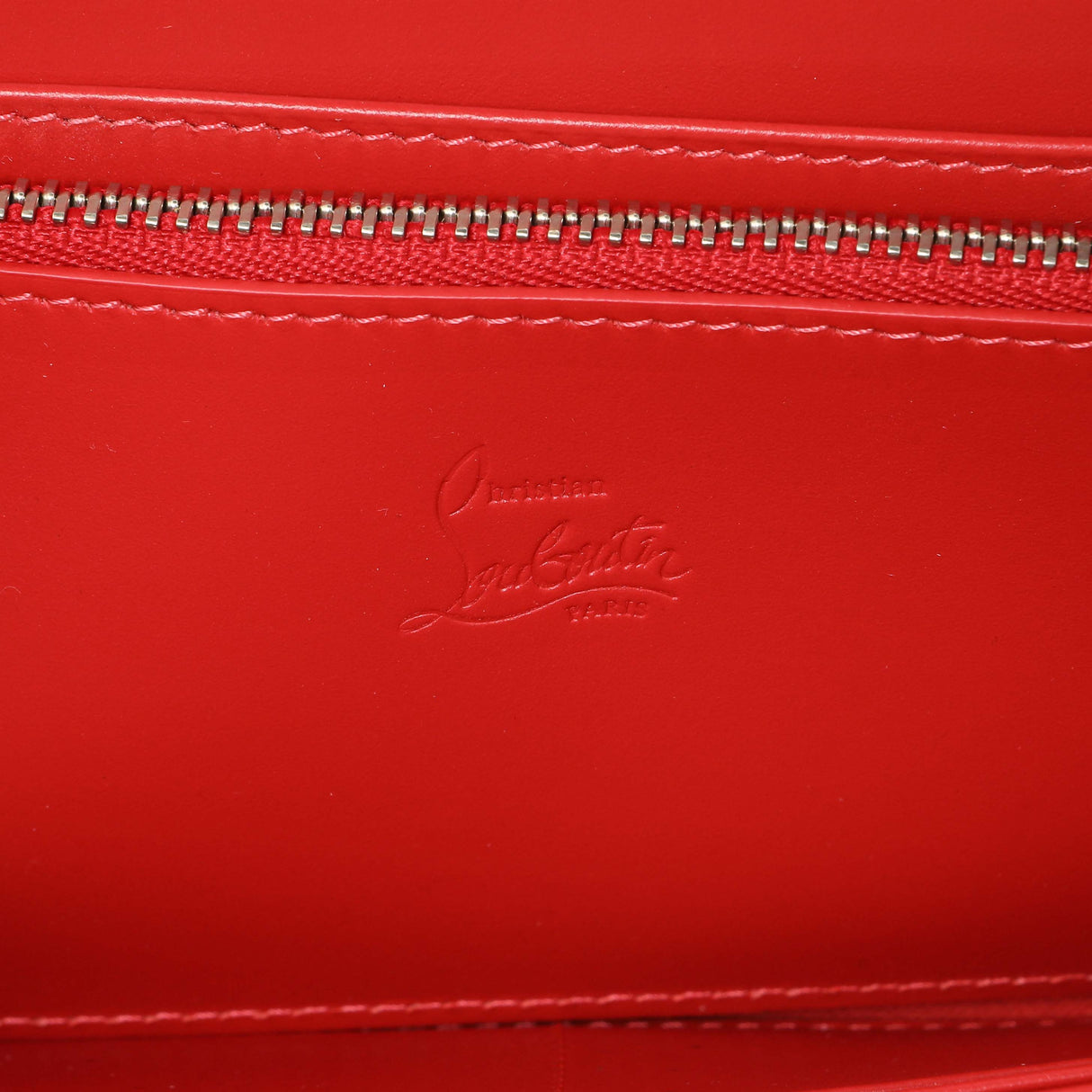 Christian Louboutin Silver Patent Leather Panettone Spiked Zip Around Wallet Accessories Christian Louboutin