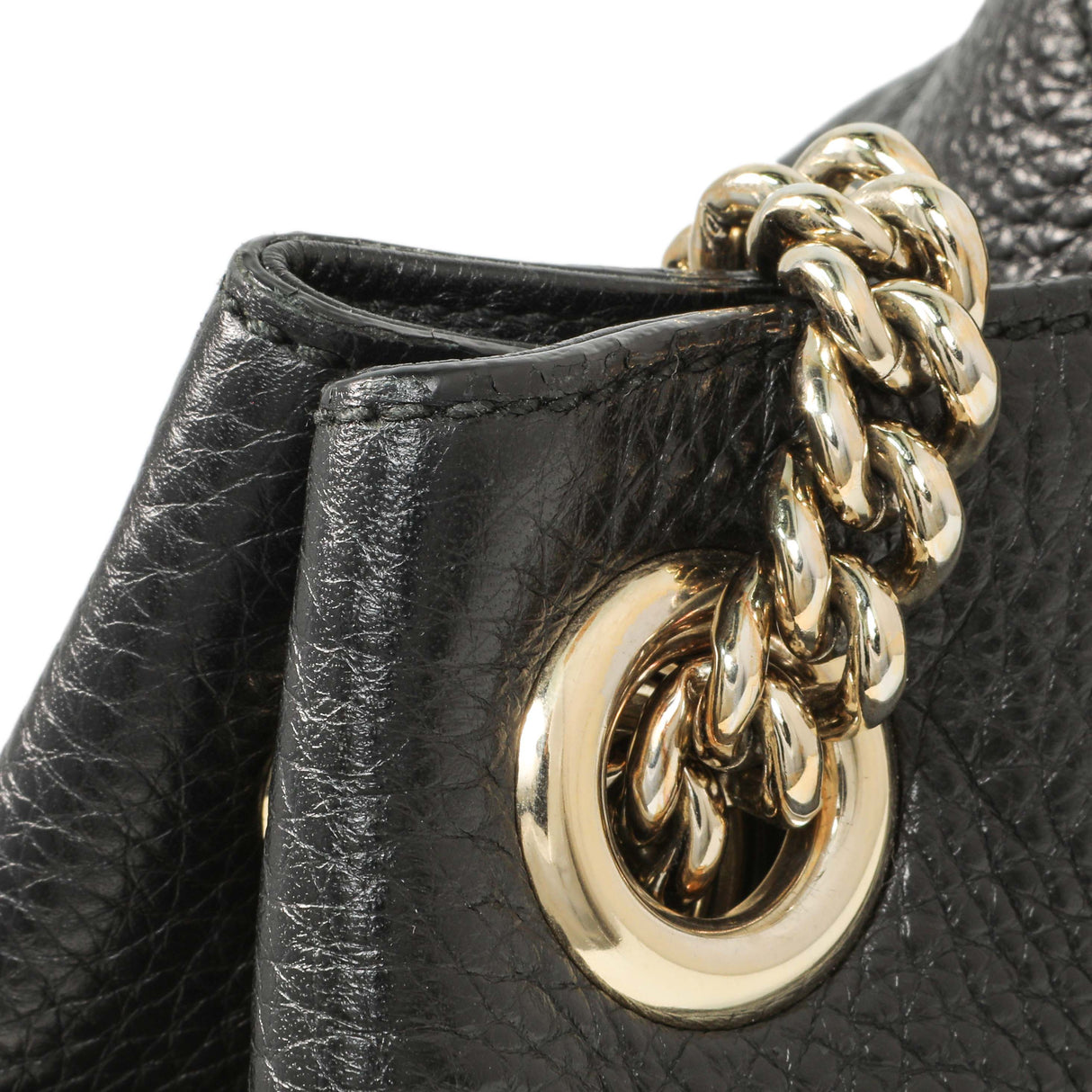 Gucci Black Pebbled Calfskin Medium Soho Chain Shoulder Bag Handbags Gucci