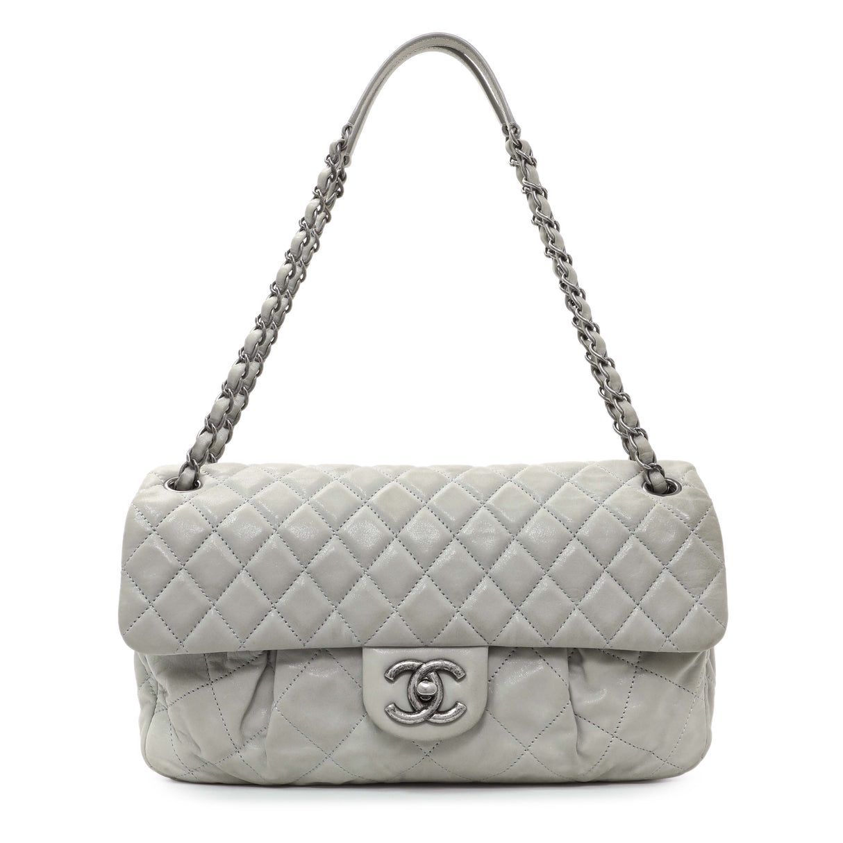 Chanel Grey Quilted Iridescent Calfskin Leather Chic Quilt Flap Bag Handbags Chanel
