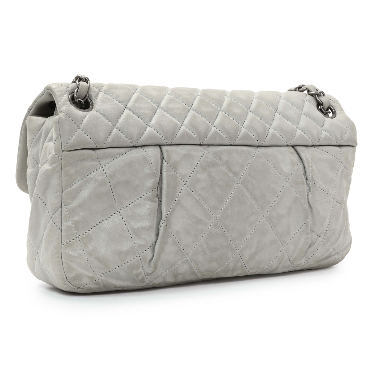 Chanel Grey Quilted Iridescent Calfskin Leather Chic Quilt Flap Bag Handbags Chanel