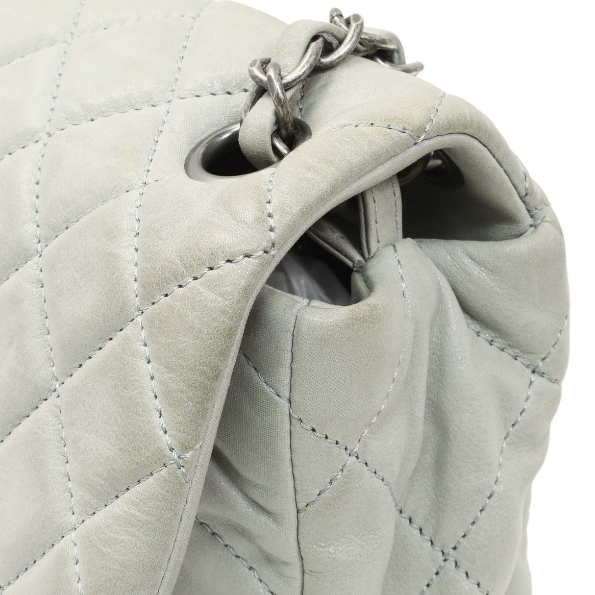 Chanel Grey Quilted Iridescent Calfskin Leather Chic Quilt Flap Bag Handbags Chanel