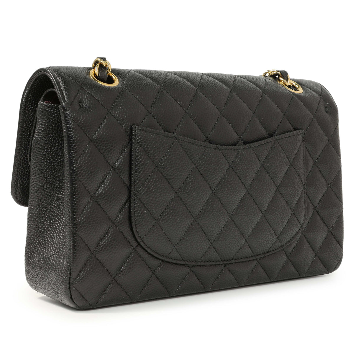 Chanel Black Quilted Caviar Medium Classic Double Flap Handbags Chanel