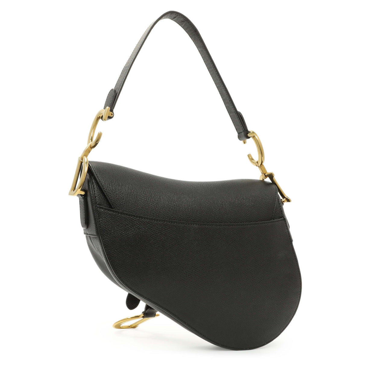 Christian Dior Black Grained Calfskin Saddle Bag Handbags Christian Dior