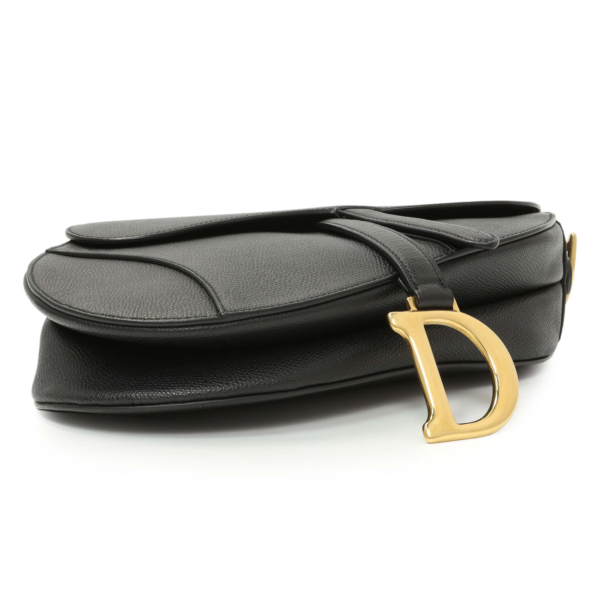 Christian Dior Black Grained Calfskin Saddle Bag Handbags Christian Dior