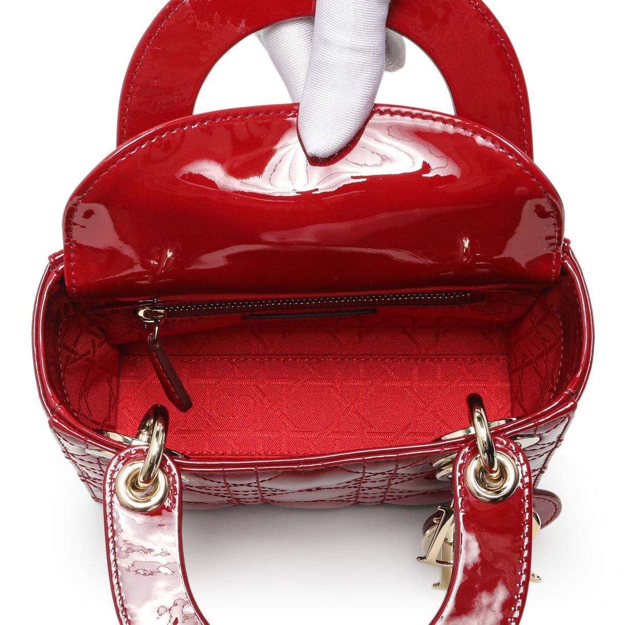Christian Dior Red Patent Cannage Mini Lady Dior Handbags Christian Dior