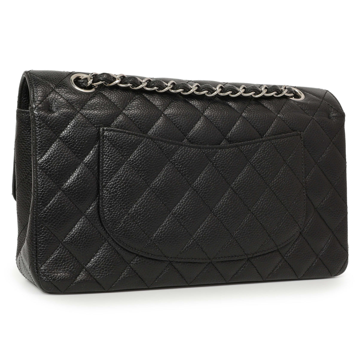 Chanel Black Quilted Caviar Medium Classic Double Flap Handbags Chanel