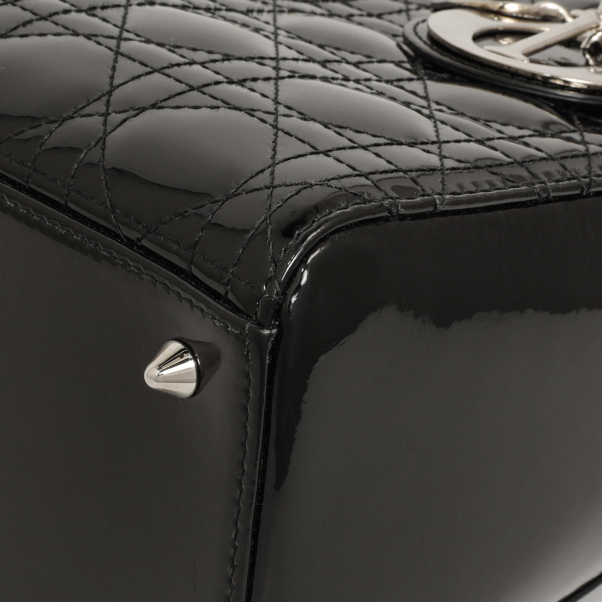 Christian Dior Black Patent Cannage Medium Lady Dior Handbags Christian Dior