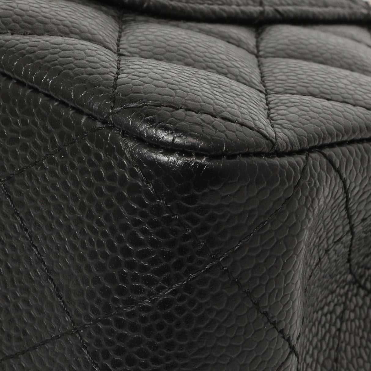 Chanel Black Quilted Caviar Medium Classic Double Flap Handbags Chanel