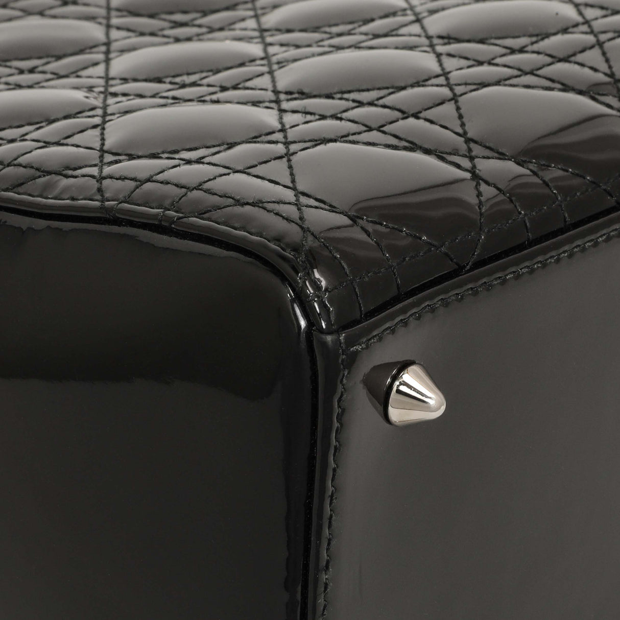 Christian Dior Black Patent Cannage Medium Lady Dior Handbags Christian Dior