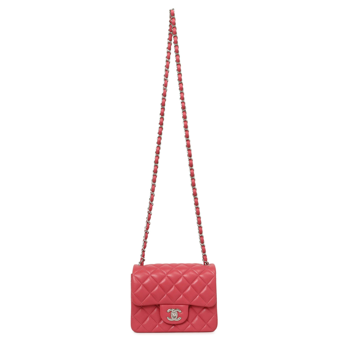 Chanel Pink Quilted Lambskin Mini Square Flap Handbags Chanel