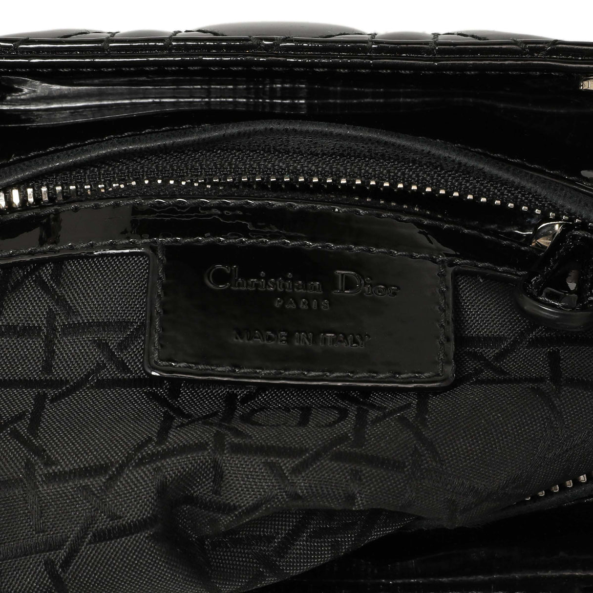 Christian Dior Black Patent Cannage Medium Lady Dior Handbags Christian Dior