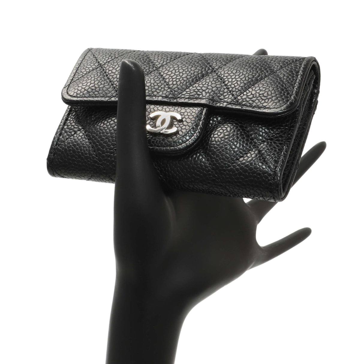 Chanel Black Quilted Caviar Flap Card Holder Accessories Chanel