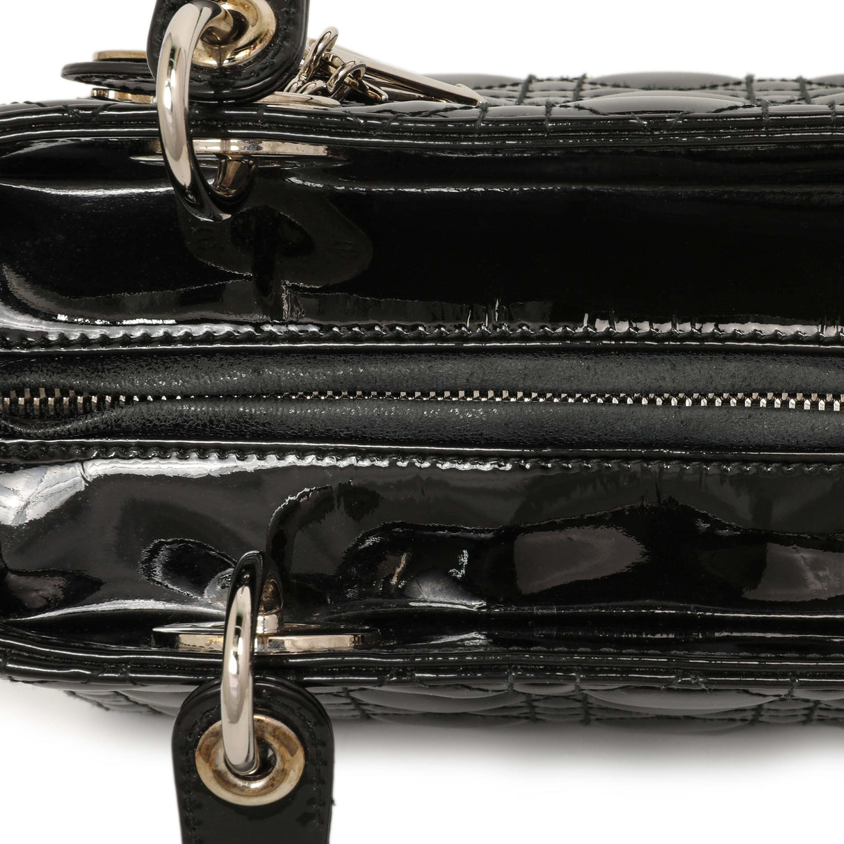 Christian Dior Black Patent Cannage Medium Lady Dior Handbags Christian Dior