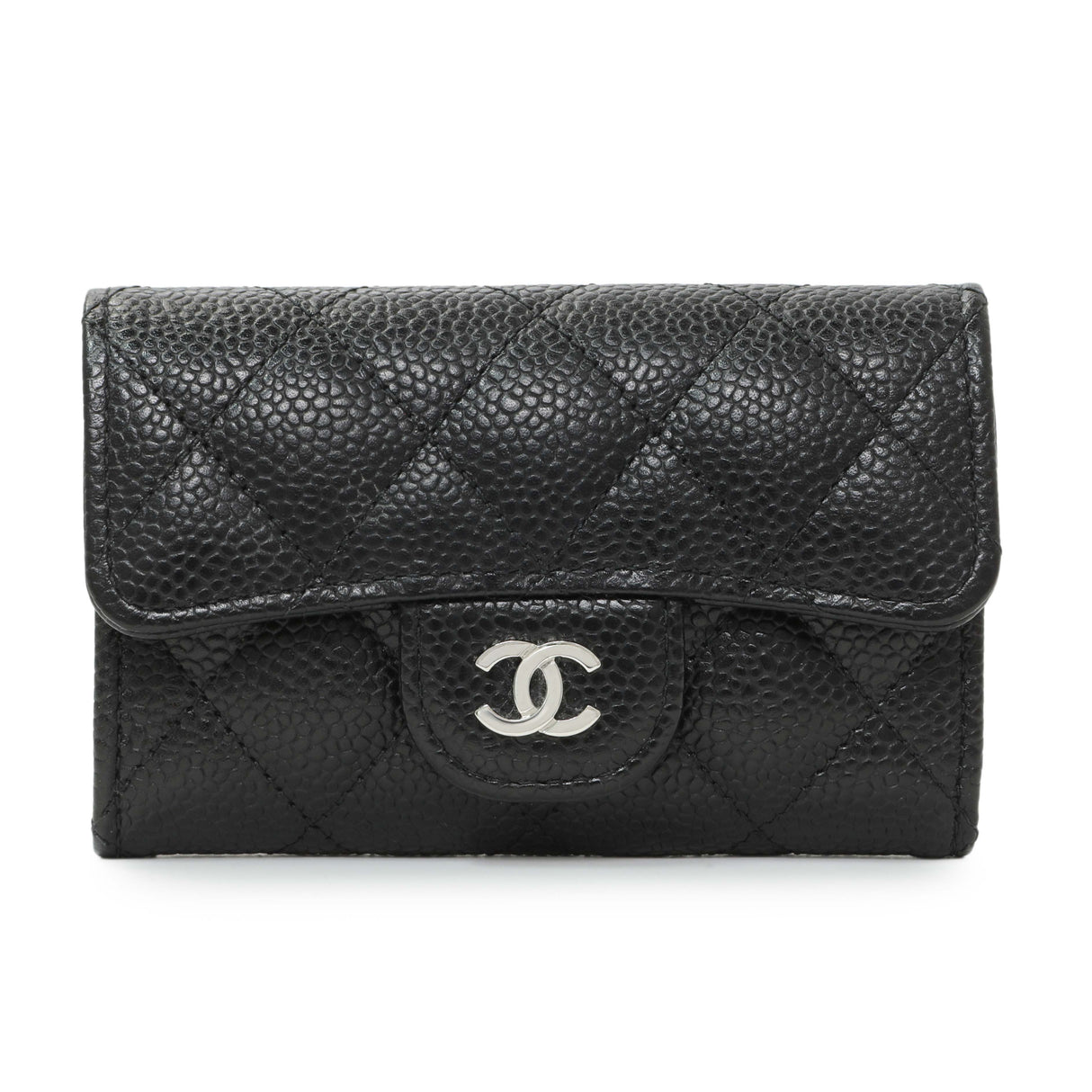 Chanel Black Quilted Caviar Flap Card Holder Accessories Chanel