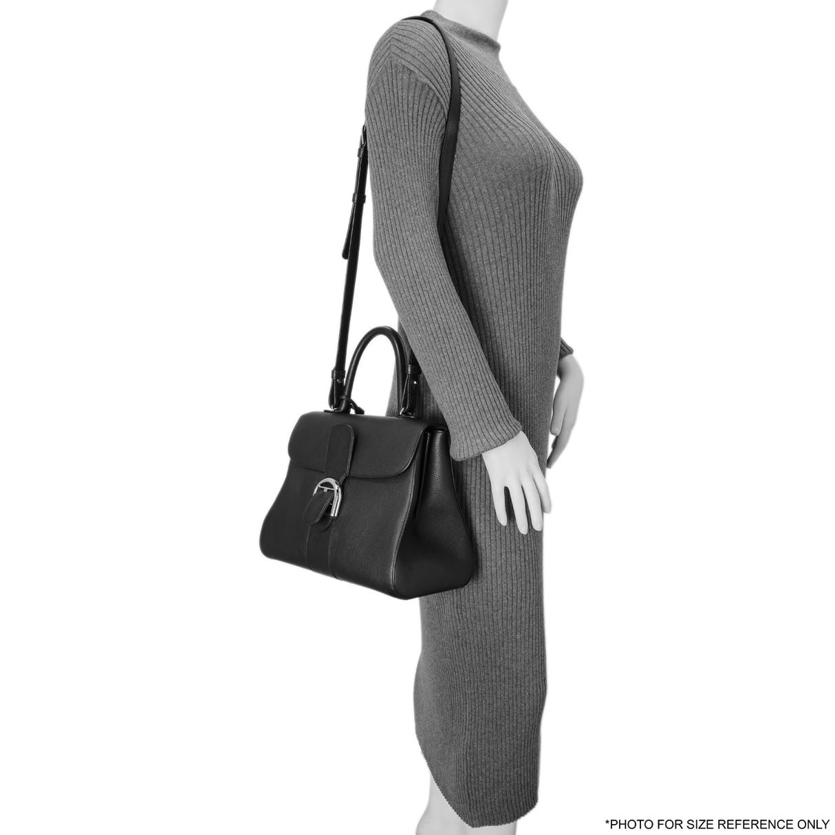 Delvaux Black Grained Calfskin Brillant MM Handbags Delvaux