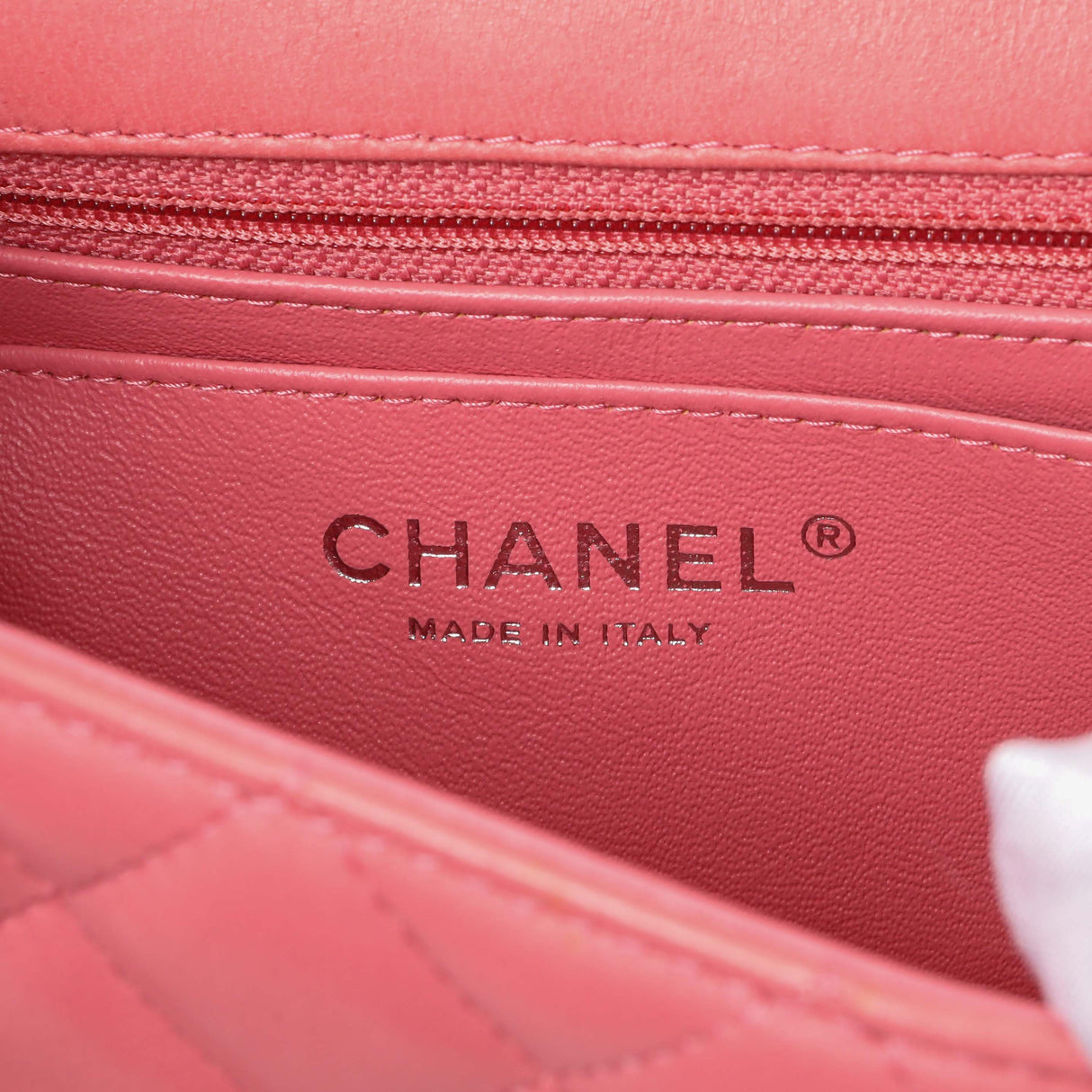 Chanel Pink Quilted Lambskin Mini Rectangular Flap Handbags Chanel