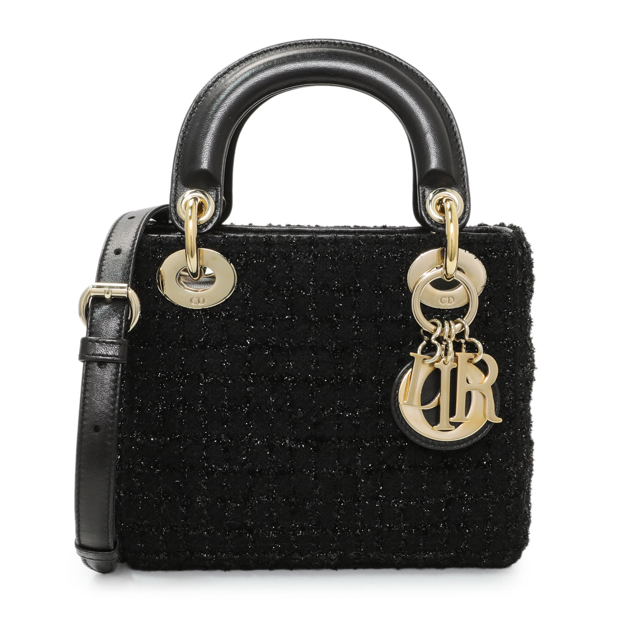 Christian Dior Black Tweed Mini Lady Dior Handbags Christian Dior