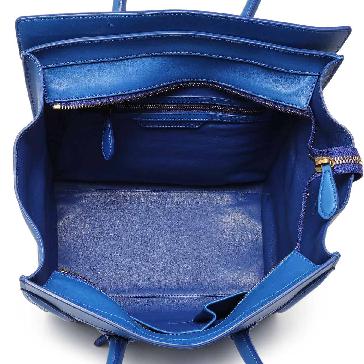 Celine Blue Smooth Calfskin Mini Luggage Tote Handbags Celine