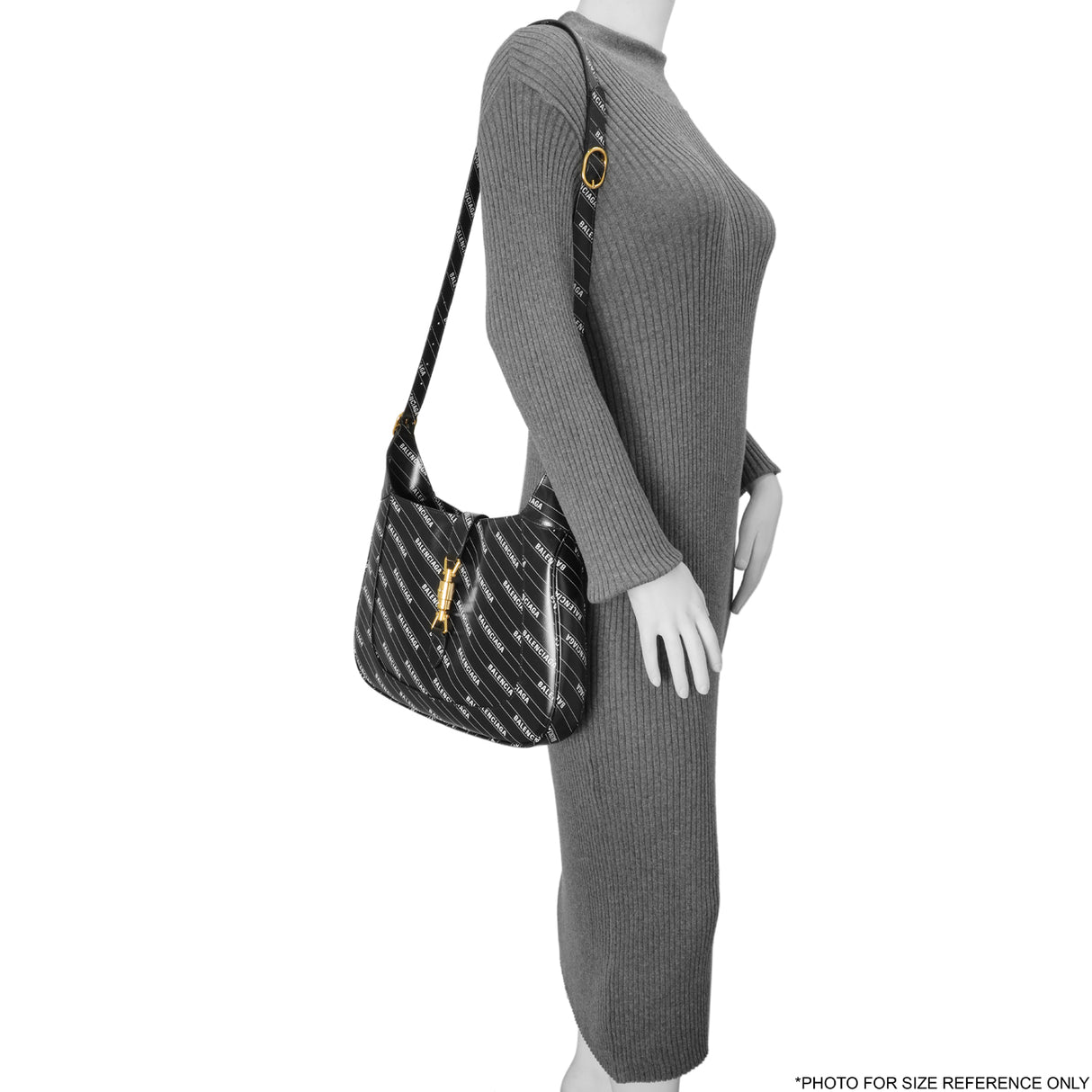 Gucci X Balenciaga Black Calfskin Logo Print Medium Jackie 1961 Hobo Handbags Gucci