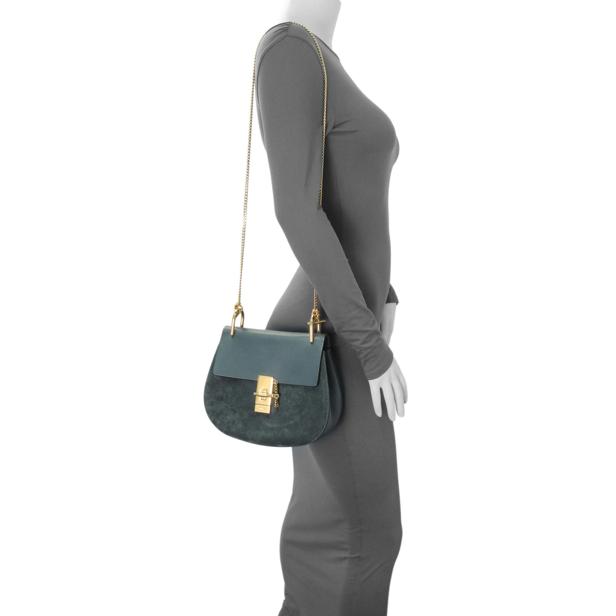 Chloe Suede Smooth Calfskin Drew Shoulder Bag Handbags Chloe
