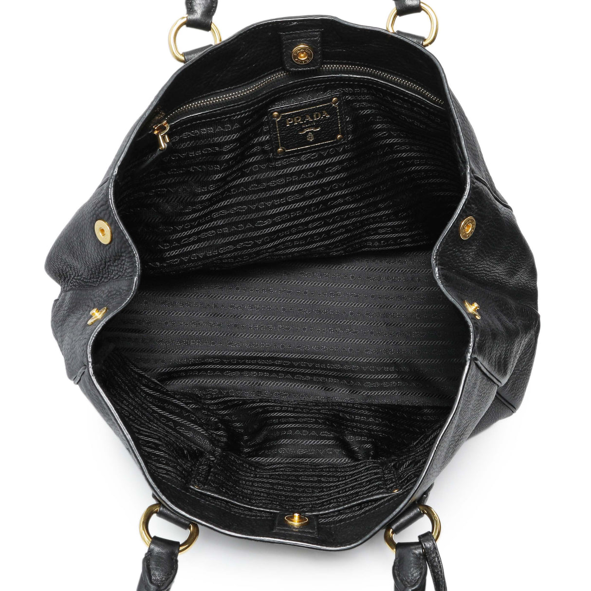 Prada Black Vitello Daino Shopping Tote Handbags Prada