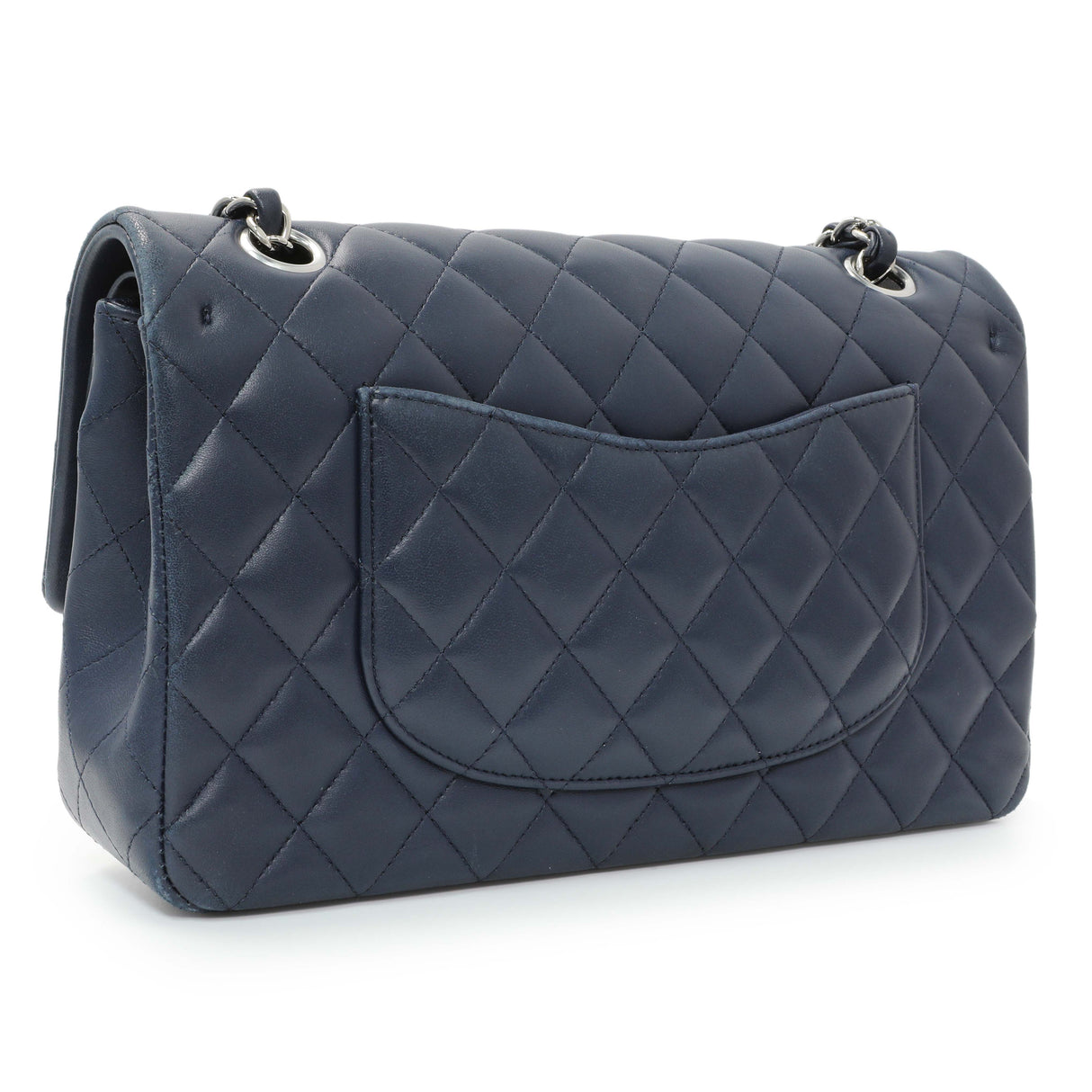 Chanel Blue Quilted Lambskin Medium Classic Double Flap Handbags Chanel