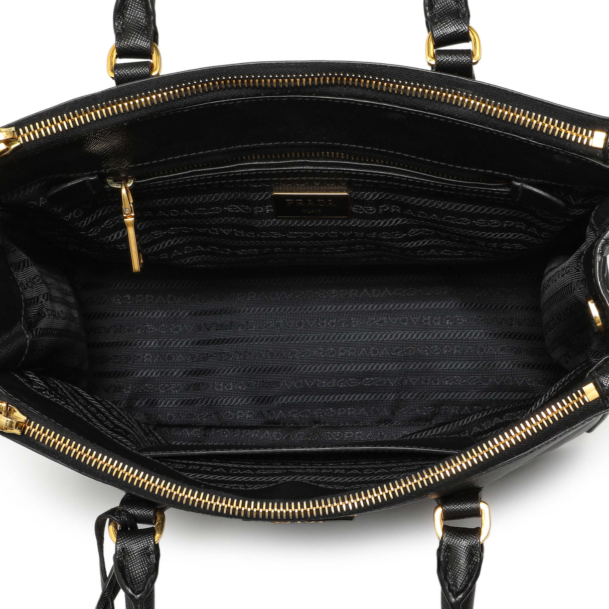 Prada Black Saffiano Small Galleria Double Zip Tote Handbags Prada